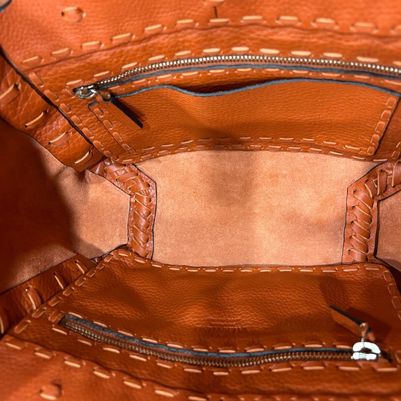 Valentino Garavani Tangerine Colored Leather Fringe Tote! - Picture 7 of 9